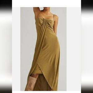 Anthropologie Asymmetrical Tan Dress
